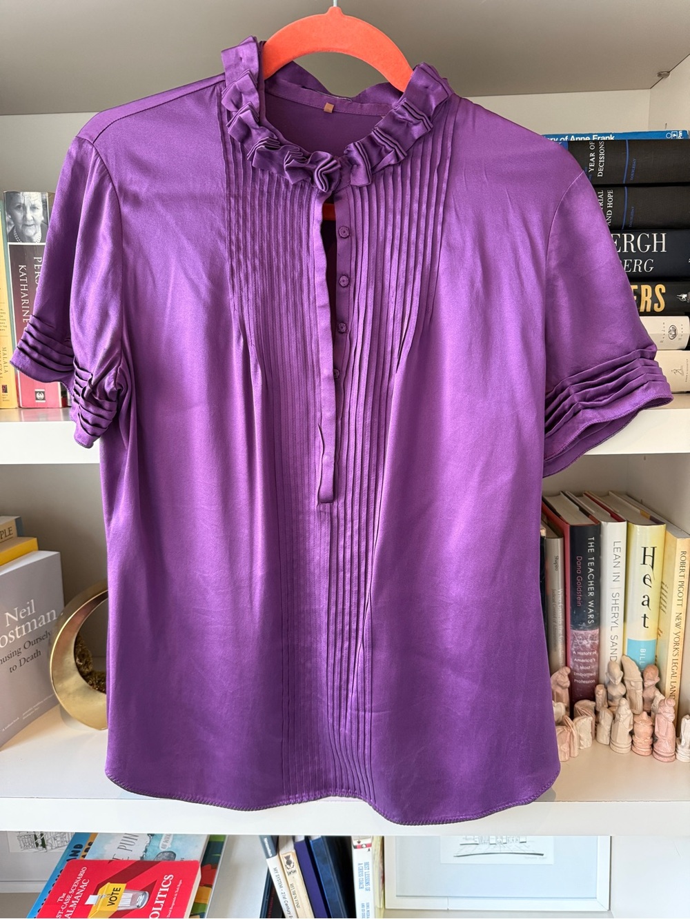 The royal purple Elie Tahari blouse with incredible detailing